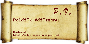 Polák Vázsony névjegykártya